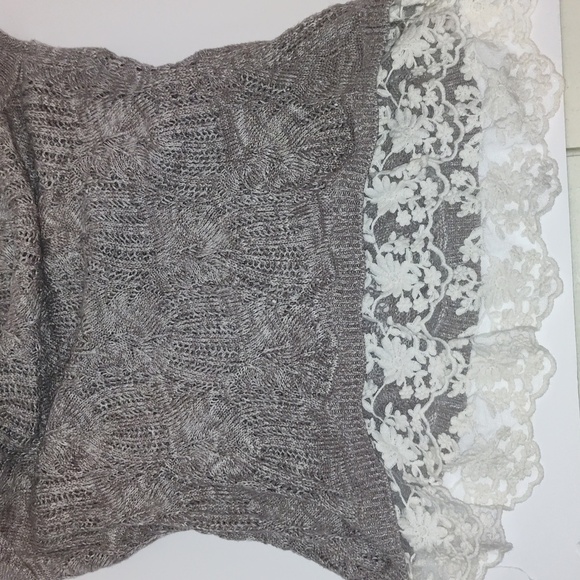 INC Lace Trim Short Sleeve Open Knit Sweater Womens Size Large Y2K - Picture 7 of 9